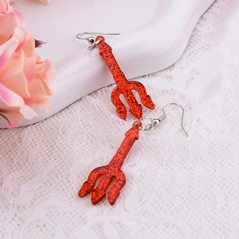 yaozeio Devil Halloween Gifts Necklace Earrings for Women Blood Drip Choker Necklace and Red Devil Pitchfork Earrings Set for Female Halloween Cosplay Earring Necklace Devil Costume Accessories - Image 2