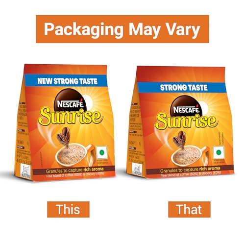 Image of Sunrise Instant Coffee Powder Bag by Nescafe | Rich Aroma for the perfect start to your day | Coffee Chicory-Mix | 90 grams stabilo (Pack of 3)