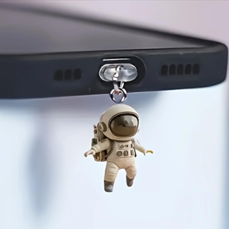 ARFUKA 2D Flat Acrylic Astronaut Dust Plug Charm Anti-Dust Cover for Type C & Kindle Ports Adorable Protector for Smartphones, Tablets & E-Readers Pack of 2 image 4