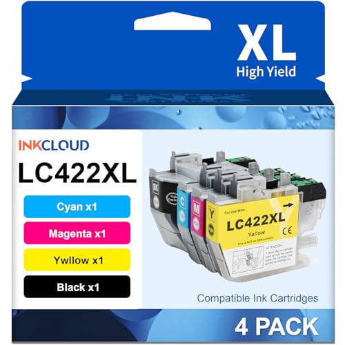 INKCLOUD LC422XL Ink Cartridges for Brother LC422 LC422XL LC-422VAL Ink Cartridges Multipack Compatible with Brother MFC-J5340DW MFC-J5345DW MFC-J5740DW MFC-J6540DW MFC-J6940DW Printer (4 Pack)