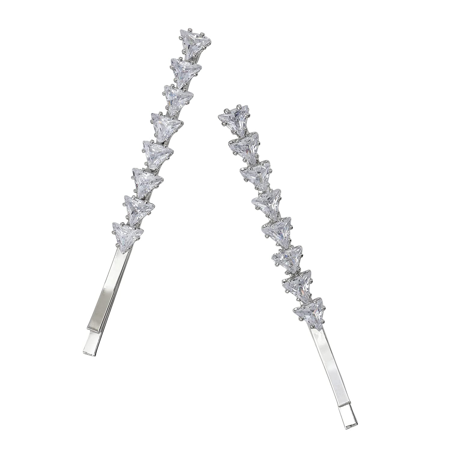 Adorn Rhodium Plated Set of 2 Tic Tac Hair Claps/Hair Pins with Cubic Zirconia for Women Girls (HCS-01) (B0BTVWD864) Amazon Price History, Amazon Price Tracker