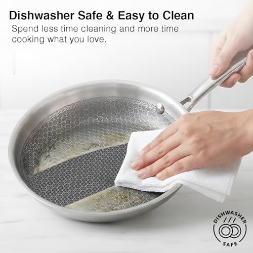 Image of Prestige 24cm /1.7L Tri-Ply Stainless Steel Hexamagic Fry Pan with Lid|Honeycomb Structure|Durability of Triply|Metal Spoon Friendly|Gas & Induction Compatible|Dishwasher Safe|Low Oil Consumption|Grey
