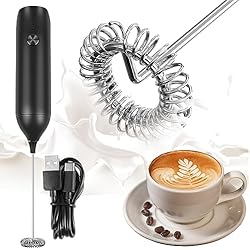 Batidora Recargable Espumador de Leche Eléctrico, Weinsamkeit Espumador de Leche USB Recargable Espumador Leche Electrico Manual Portátil Batidora Pequeña para Café, Latte, Capuchino, Macha, Macchiato