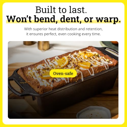 Image of Lodge Seasoned Cast Iron Loaf Pan 10 Inches - Pre-Seasoned Rectangular Cast Iron Bakeware- Even Browning Bread Pan with Easy-Release Finish - PFAS-Free Non-Toxic Cookware