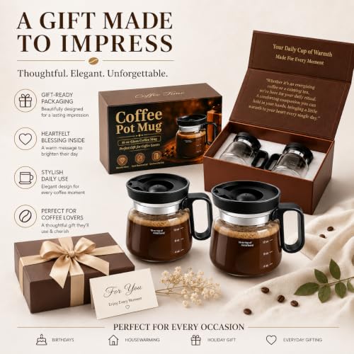 2 Pack 16oz Coffee Pot Mug,Mini Brew Coffee Pot Coffee Mug,with Leak-Proof Lid,Beautifully Gift‑Boxed,Ideal Coffee Gift for Coffee Lovers - Image 4