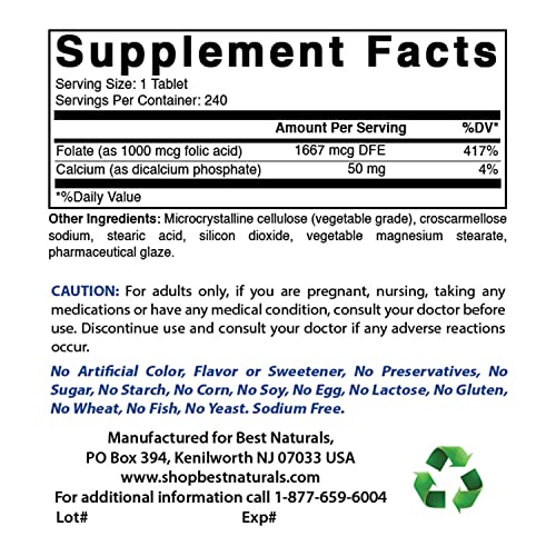 Best Naturals Vitamin B1 As Thiamine Mononitrate 100 Mg & Folic Acid 1000 Mcg #TOP2