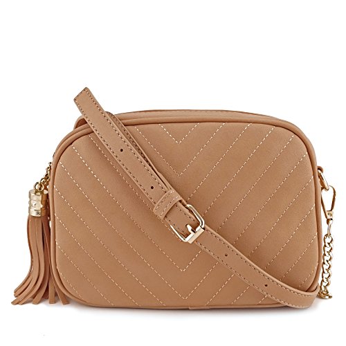 Image of Simple Shoulder Crossbody Bag With Metal Chain Strap And Tassel Top Zipper