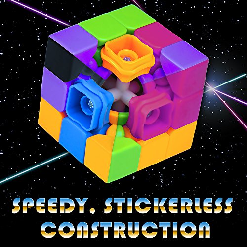 3 X 3 Stickerless Neon 80S Mod Puzzle Cube - Cool Fidget Toy Engineered For Fun & Speed Solving - Game & Desk Gadget For Adults And Families - Party Favor, Stocking Stuffer, & Stress Relief Activity #TOP4