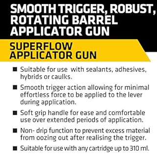 Everbuild Super Flow Sealant/Adhesive Cartridge Applicator Gun with Rotating Barrel – Soft Grip Handle – For Cartridges Up to 310 ml
