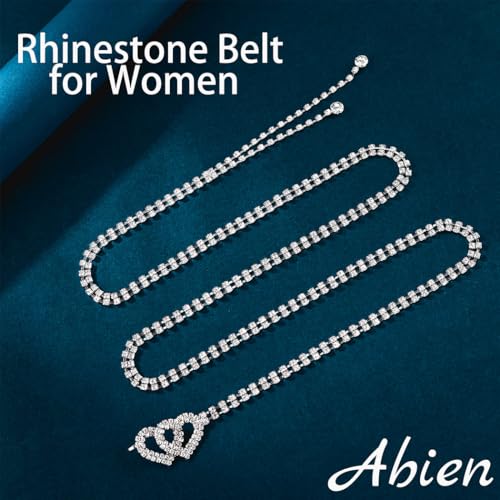 Abien Rhinestone Belts for Women Silver Crystal Waist Chain Heart Chain Belt Thin Rhinestone Belt for Dresses3