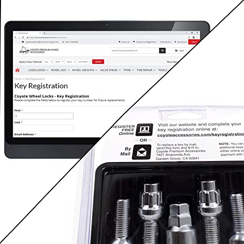 Image of Wheel Accessories Parts 4 Locks + Key M12 x 1.5 12 x 1.5 Thread Ball Seat Lug Bolt Lock Chrome Finish 24mm Shank Length Dual Hex Key 17mm & 19mm fits Volkswagen Cabriolet Golf Jetta Passat Rabbit