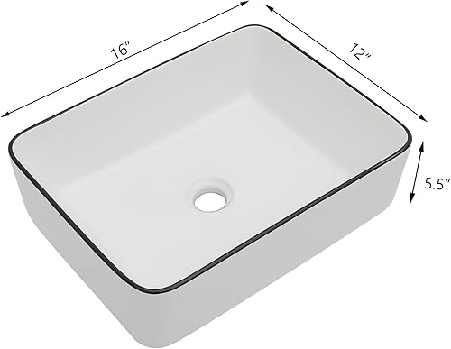 Miniatura 54 de Fregadero montado en la pared de 13 x 11 pulgadas, fregadero de pared rectangular de porcelana blanca de cerámica, lavabo artístico, orificio