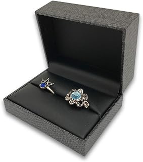 N'icePackaging 1 Qty - Charcoal Grey Mesh Double Ring Jewelry Box w/Black Leatherette Interior and Inset Top