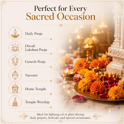 Image of 985 Pure Silver Leaf Diya, Handmade Silver Deepam Oil Lamp, Chandi Diya for Home Temple, Daily Pooja, Lakshmi Pooja & Diwali, Pooja Item, Wedding, Housewarming, Return Festival Gift
