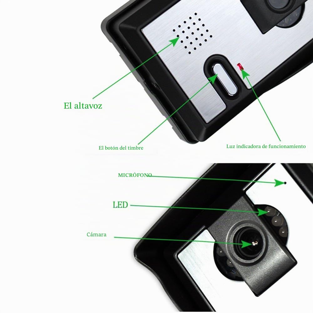 LIBO 7" Cable Hogar Videoportero Interfono Timbre de Puerta IR Nocturna Cámara 25 Anillos IP54 Impermeable para Cerradura de Puerta Sistema de Entrada