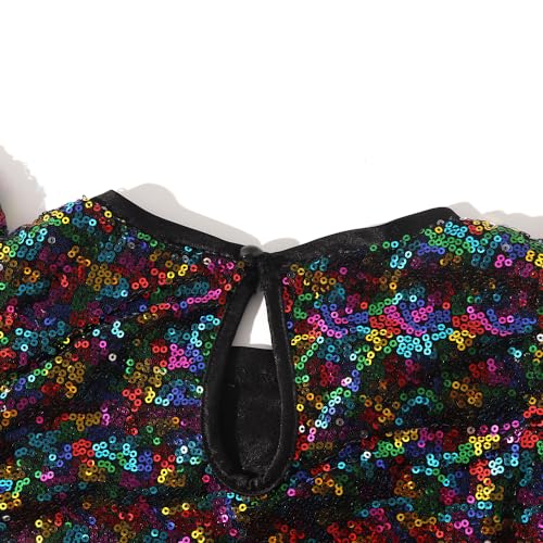 Image of Noomelfish Girls Short Sleeve Sequin Shirts Party Glitter Sparkly Tops Blouse (5-12 Years)