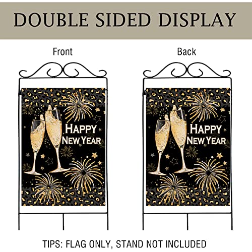 Artofy Happy New Year 2023 Eve Large Decorative House Flag, Fireworks Stars Yard Garden Outside Decor, Celebration Party Winter Burlap Leopard Outdoor Home Decoration Double Sided 28 X 40 #TOP6