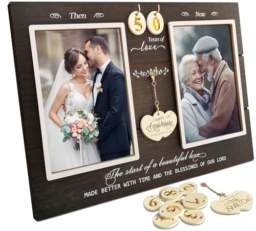 A'arkaJ Anniversary Wedding Gifts for Couple Parents Wife Husband, Then & Now Anniversary Picture...