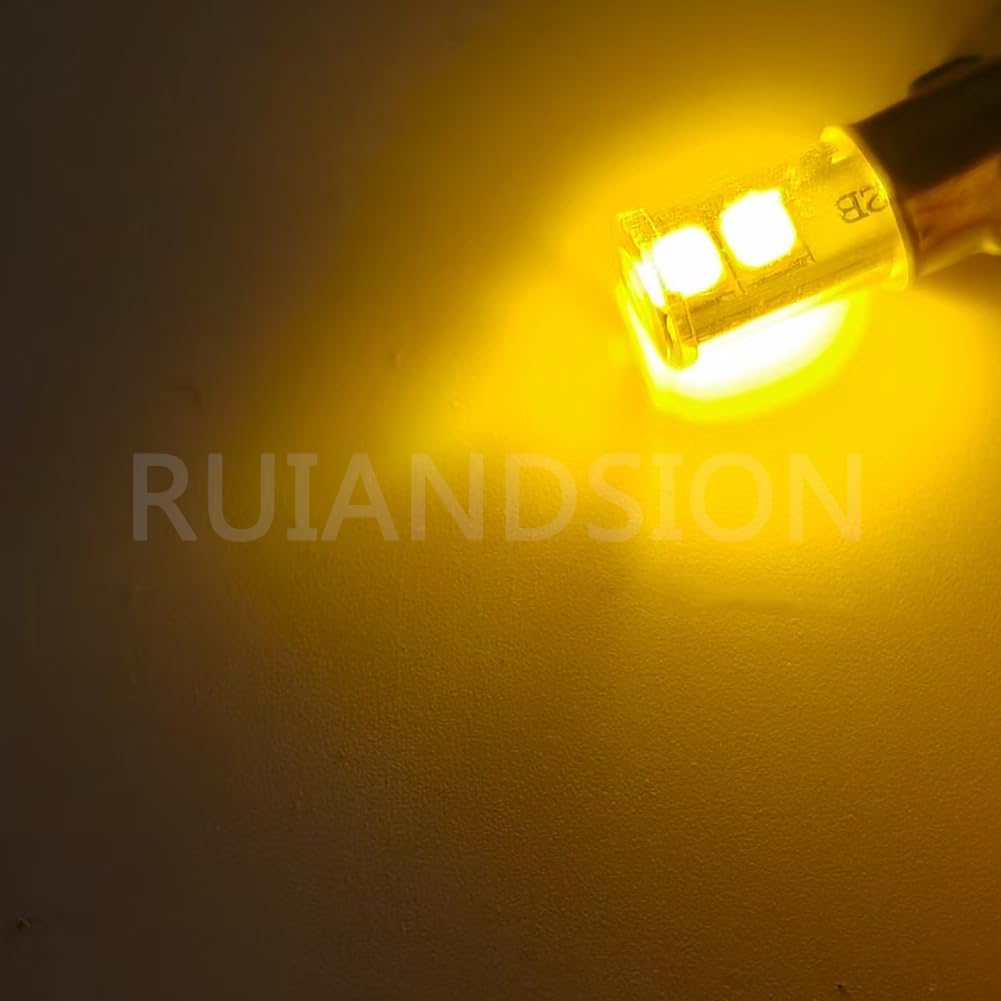 Ruiandsion 10pcs 3898 BA7S LED Bulbs Yellow DC 12V 2835 4SMD, Indicator Lamps, Car Dashboard, Warning Indicator Bulbs