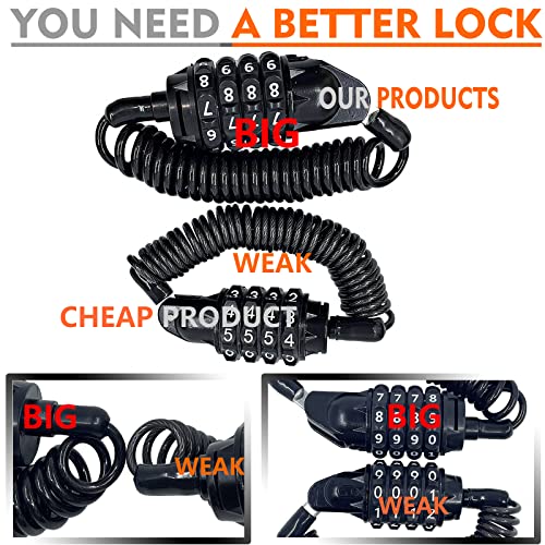Jiaxitek Motorcycle Helmet Lock, Portable Password Combination Security Lock 59 Inch Cable Lock For Bicycle Motorbike Suitcase And Luggage #TOP1
