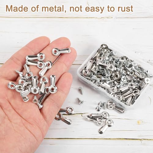 Image of uxcell 100Pcs Picture Frame Turn Button, Frame Backing Fasteners with 100Pcs Screws, Frame Hardware for Hanging Pictures Photos Posters, Silver