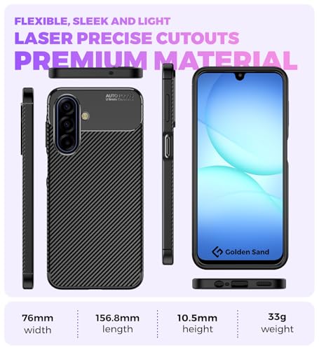 Image of Golden Sand Aramid Fiber Back Cover Case for Samsung Galaxy A17 5G, Samsung Galaxy M17 5G - Slim Fit, Military-Grade Drop Protection, Raised Edges for Screen & Camera (Mirage Black)