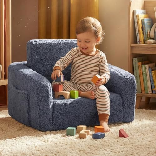 Toddler Baby Chair Couch Sofa Kids Foldable 2-in-1 Sherpa Fold