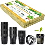 Halatool 36PCS 1.2-Inch Rockwool Cubes with 30PCS 2-Inch Net Cups for Hydroponics Great Hydroponic Kit for Cuttings Clone Plant Propagation Seed Starting & Soilless Cultivation