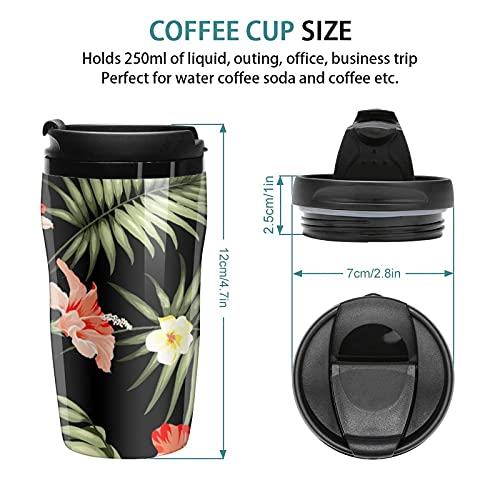 Taza de café de plástico con tapa con aislamiento de doble pared y diseño de hibisco hawaiano - Imagen 3
