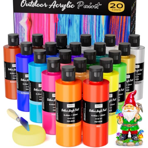 Nicpro 20 Colors Large Outdoor Acrylic Paint Set, 8.45oz Wat...