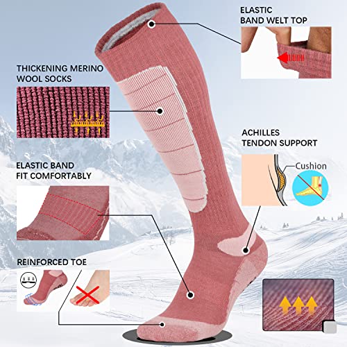 Image of Hylaea Merino Wool Ski Socks, Cold Weather Socks for Snowboarding, Snow, Winter, Thermal Knee-high Warm Socks, Hunting