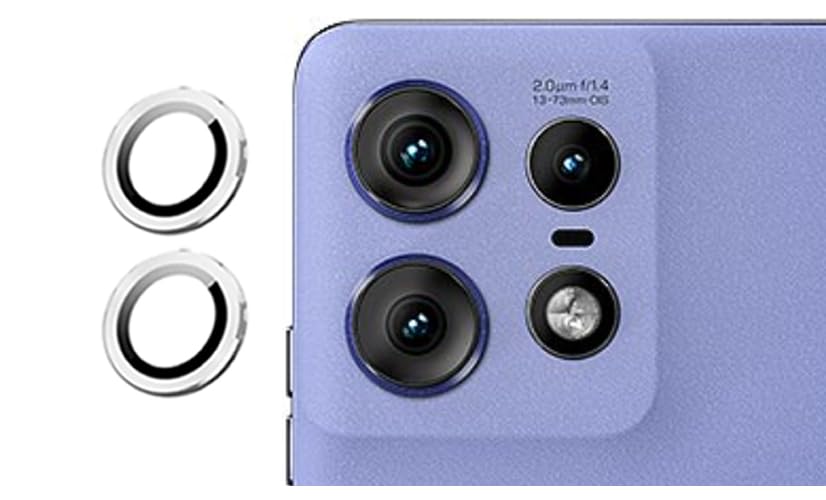 Image of imluckies Camera Ring Lens Protector (Aluminum with Tempered Glass) Compatible for Moto Edge 50 Fusion - Silver (Pack of 2 rings)