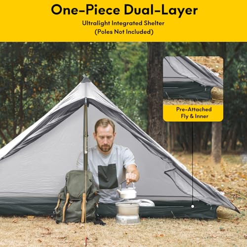 Image of LANSHAN Ultralight Waterproof 1-2 Person Backpacking Tent | Ultralight waterproof nylon, pitch anywhere, for camping & travel.