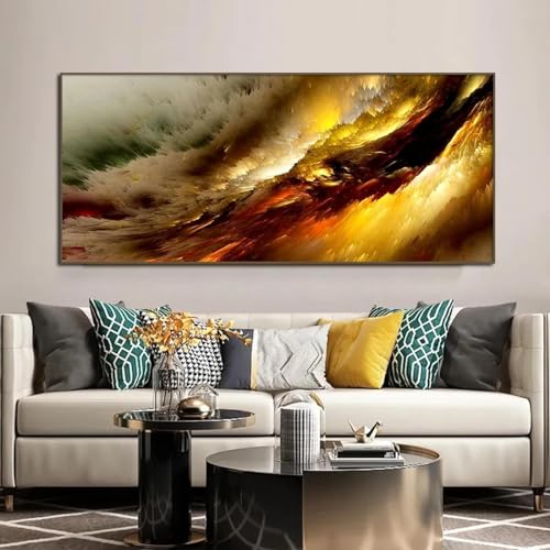 Peinture murale de salon moderne grand format 75x150 cm avec cadre noir haut de gamme