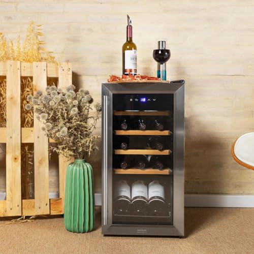 Cecotec Cantina Vino 15 bottiglie - Cantinetta Vino GrandSommelier 1550 Inox Compressor. 15 bottiglie, compressore silenzioso, temperatura 5-18°C, pannello touch, senza vibrazioni, 39 dB - immagine 5