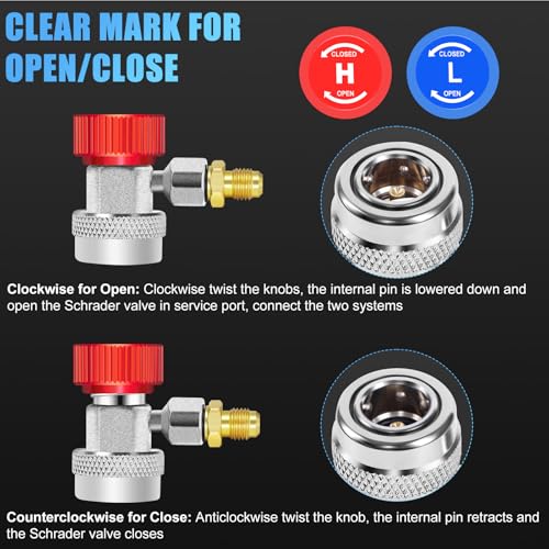 Kit de adaptadores rápidos AC R134A ajustables con válvula de grifo y accesorios miniatura 4