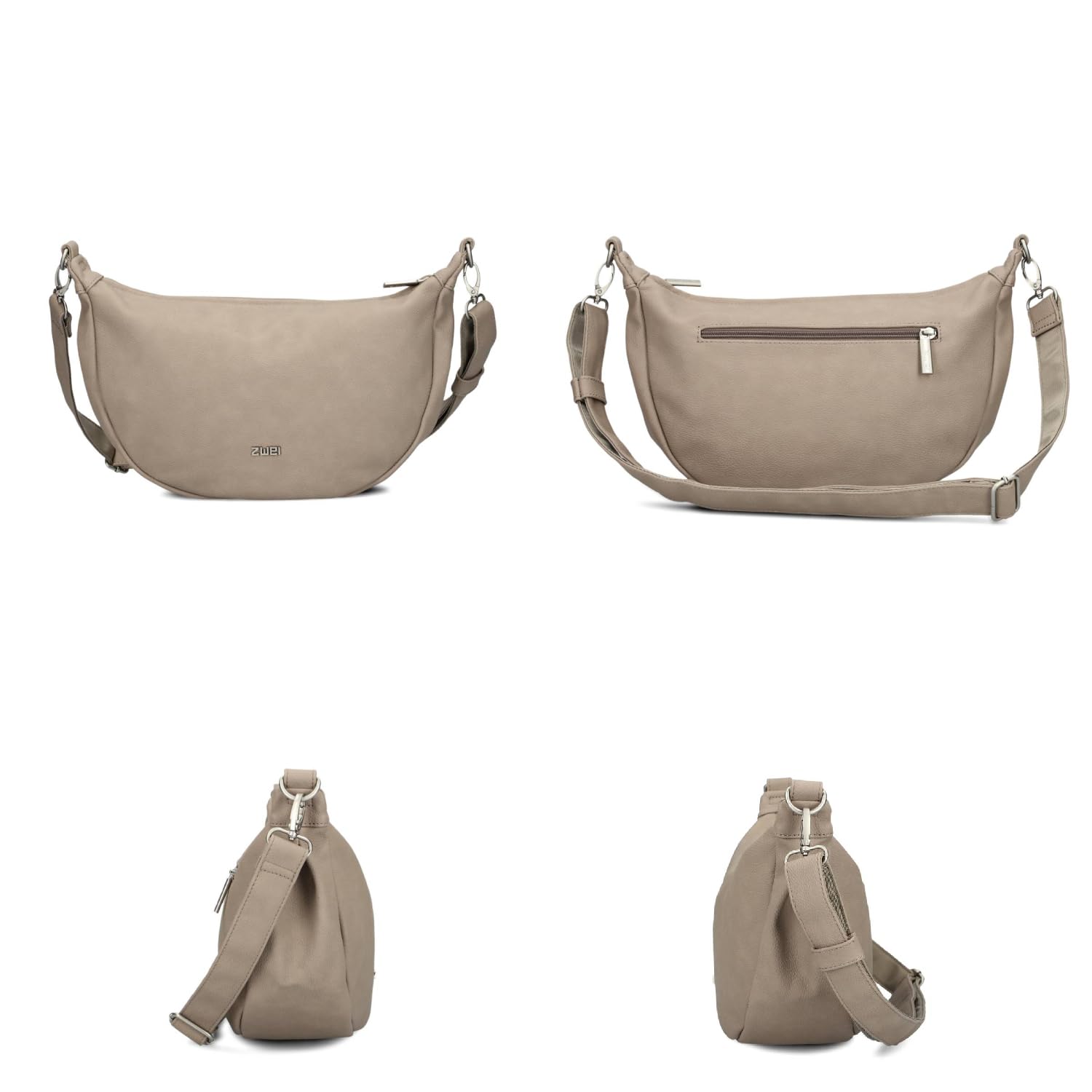 Zwei Damen Handtasche Mademoiselle.M M70 Moon-Bag 4 Liter Trend-Tasche in Halbmond-Form vielseitig als Bauchtasche Crossbody-Bag Abendtasche Umhängetasche zu tragen
