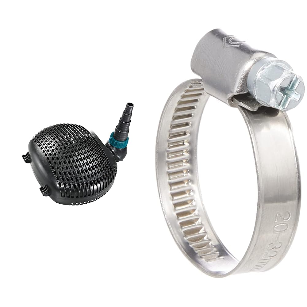 AquaForte EC 10.000 Filter/Teichpumpe, 68 Watt, Fördermenge 10.000 Liter pro Stunde & Cornat Schlauchschelle - Ø 20-32 mm Spannweite - 9 mm Bandbreite