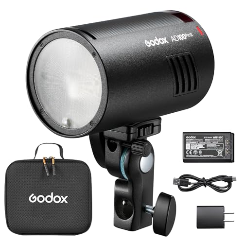 Godox AD100Pro II Taschenblitzlicht 100Ws Blitz 2 4G TTL 1/8000s HSS EIN-Tasten-Sync mit X3/X3Pro 490 Vollleistungsblitze & Verstellbarer Zoom (Upgrade des AD100Pro)