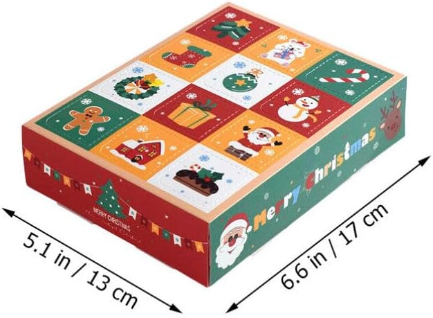 An Advent Calendar Box with arrows indicating its dimensions: 5.1 inches / 13 cm in width and 6.6 inches / 17 cm in length.