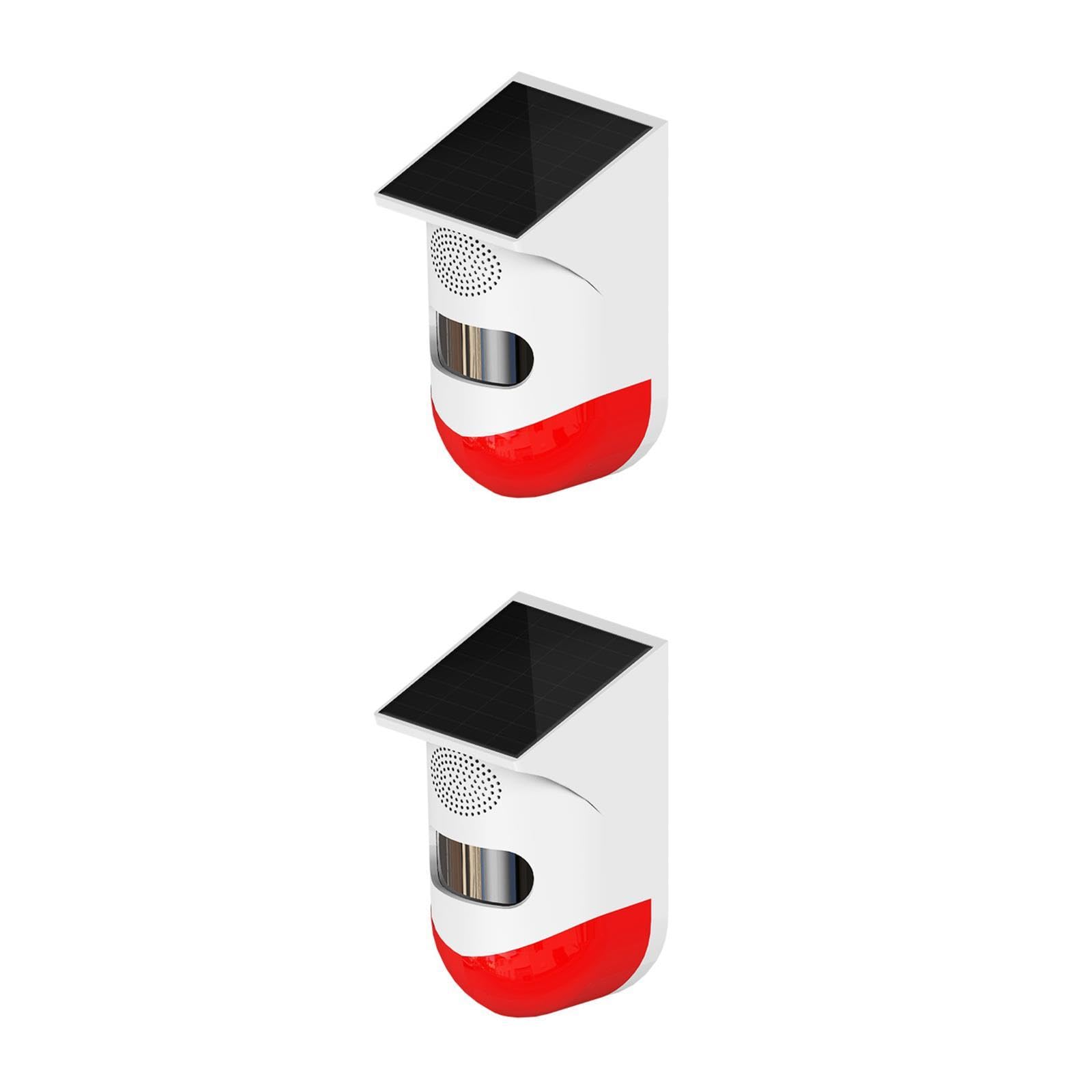 Tofficu 2 Piezas Detector de Movimiento Solar para Exterior Alarma de Seguridad Inalámbrica con Sensor Detección de Movimiento y Alarma de Vibración para Puertas y Color y Rojo