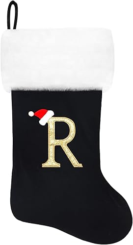 Miniatura 63 de Calcetines de Navidad bordados de 20 pulgadas con monograma, terciopelo rojo con puño de felpa blanca supersuave, adornos clásicos para decoración