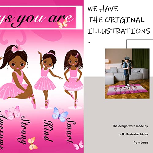 Pink African American Ballerina Area Rugs For Boys Girls Kids Cute Ballet Princess Dancer Polyester Fiber Non-Slip Floor Carpets Sofa Floor Mat For Living Room #TOP3