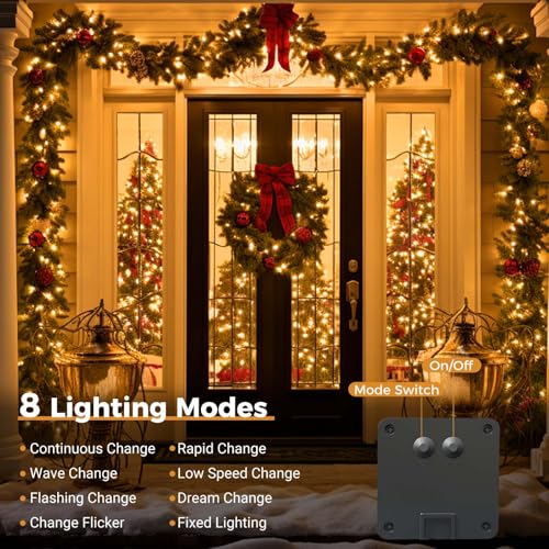 btfarm Pacote com 2 cordões de luzes solares ao ar livre, 240 LEDs, luzes de Natal solares, 2,8 m, à