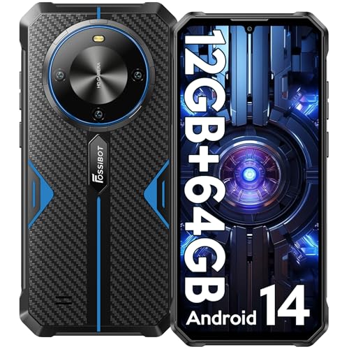 FOSSiBOT F105 Móvil Resistente 2024, 12GB (4+8)+64GB (TF 2TB) Teléfono Irrompible, 6.74' HD+IPS Movil Todoterreno, 10300mAh, Android 14, Cámara 20MP+8MP, Dual 4G SIM/OTG/GPS/Face ID/Huella Dactilar