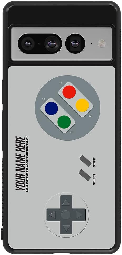 Retro Super Gaming Controller Personalized Black Rubber Phone Case Compatible With Google Pixel 10, 10 Pro, 10 Pro XL, 9a, 9 Pro, Pixel 9, Pixel 9 Pro XL, 8a, 8 Pro, 8, 7, 6, 6a, 6 Pro, 5, 4