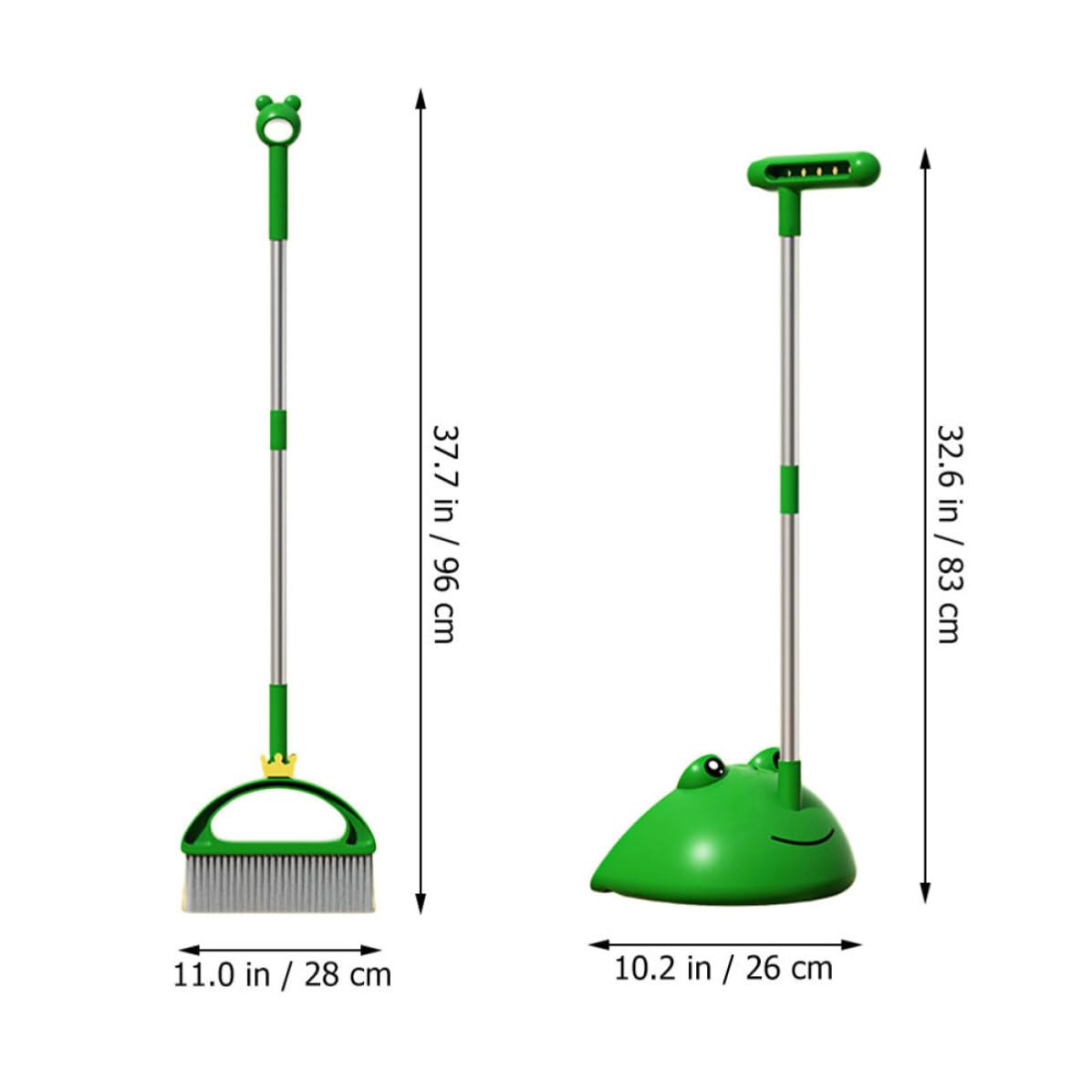 IMIKEYA Kit de Escoba y Recogedor Color Verde, Materiales PP, Pet y Aluminio Espacial, Adecuado para Limpiar Suelos y Baldosas sin Dañar Paredes