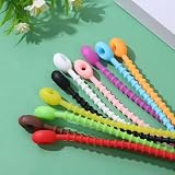 10Pcs Reusable Silicone Cable Straps, 4.7 Inch Lock Style Cord Organizer, Random Color Wire Management Bands for Home Office Kitchen School Use, Cable Ties