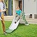 Qaba Kids Slide for Indoor and Outdoor, Toddler Freestanding Slide Climber Toy for 18-48 Months Basketball Hoop, Ball and Inflator, Green