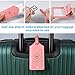 ACdream Luggage Tags 2 Pack, Leather Suitcase Tags Identifiers, Cute Cruise ID Labels with Privacy Cover fits on Backpack, Travel Bag, for Women, Men, Adults, Kids, Light Pink